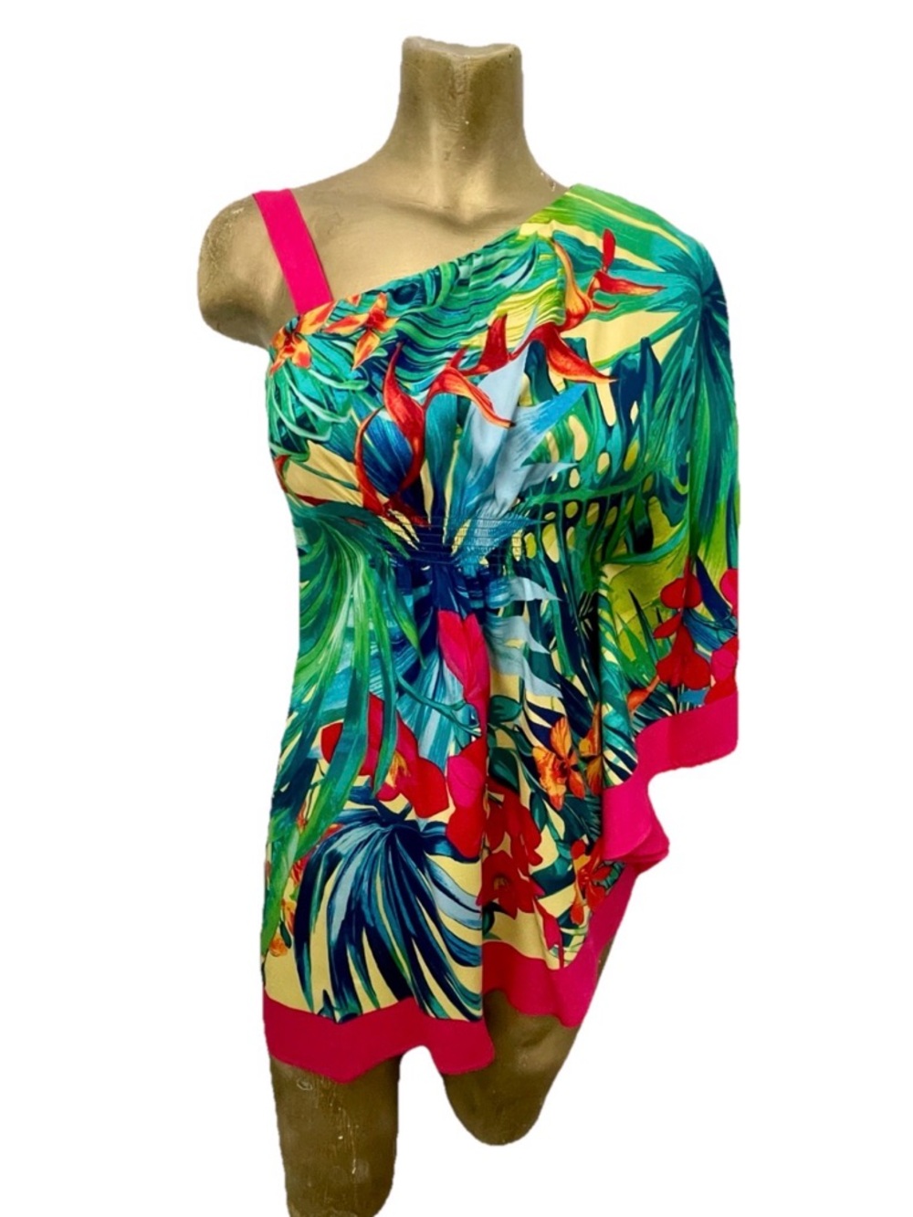 CACHE Tropical Uni Sleeve SILK Blend BLOUSE Size Small - Picture 5 of 9